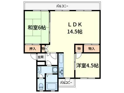 下田部A団地35(2LDK/5階)の間取り写真