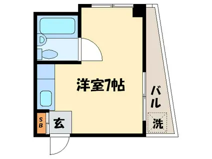 高台コーポ(ワンルーム/3階)の間取り写真