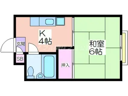 我孫子グランドハイツII(1K/4階)の間取り写真