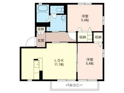 シュペリュールII(2LDK/2階)の間取り写真