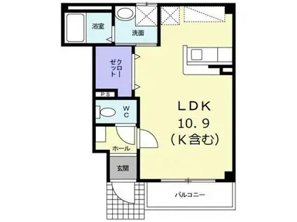 グランツ広(1K/1階)の間取り写真