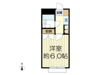 スカイピア生田(1K/1階)の間取り写真