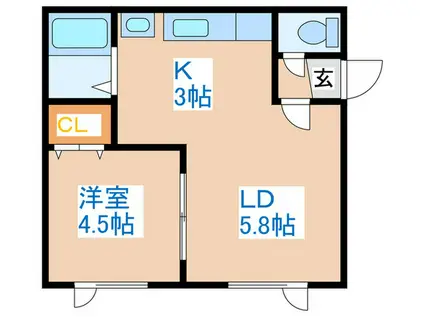 トワイライト弐番館(1LDK/2階)の間取り写真