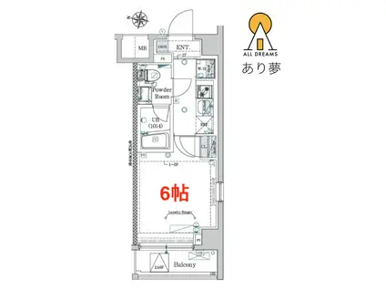 エストゥルース西横浜(1K/4階)の間取り写真