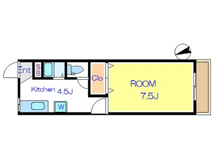 福田マンション(1DK/3階)の間取り写真