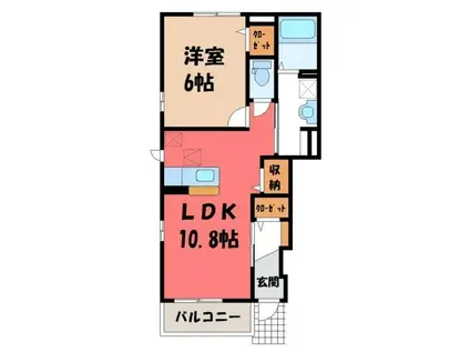 アマポーラB(1LDK/1階)の間取り写真