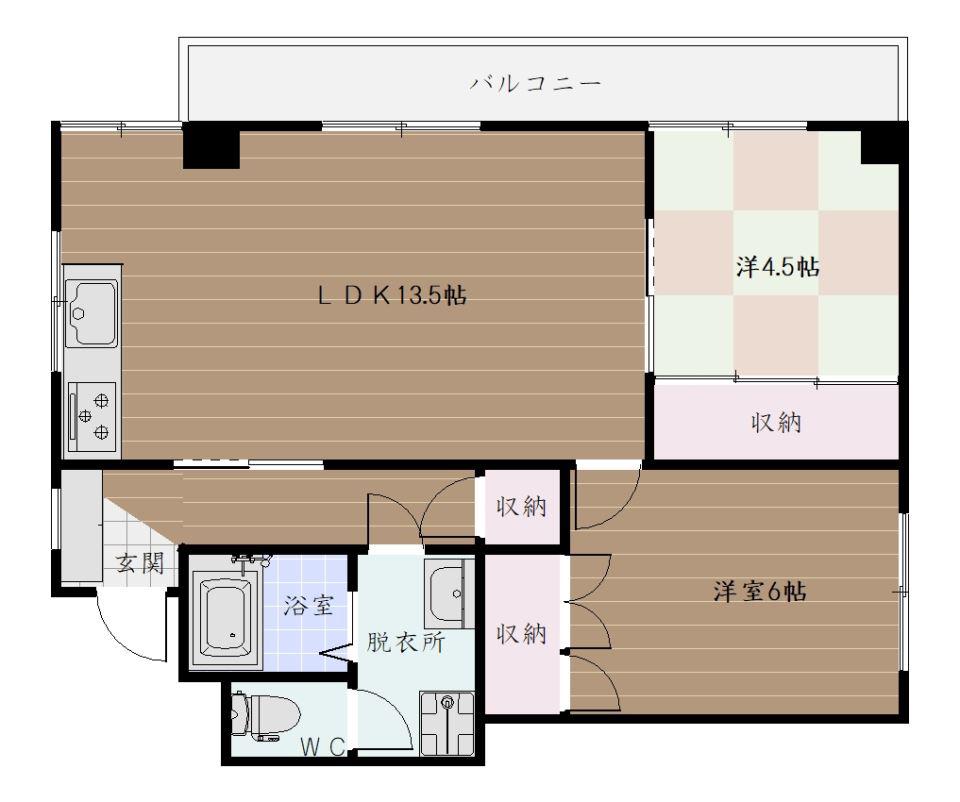 宇都マンション(2LDK/3階)の間取り写真