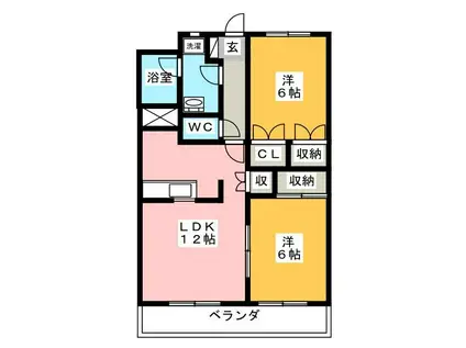 ENTRAIN(2LDK/4階)の間取り写真