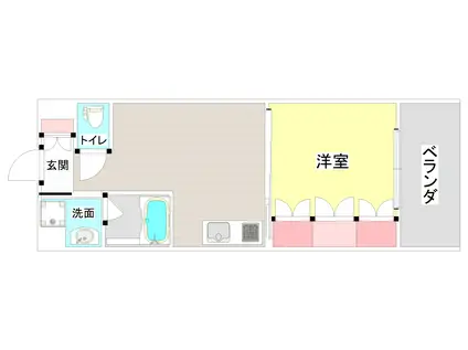 ラクーレV片野(1DK/3階)の間取り写真