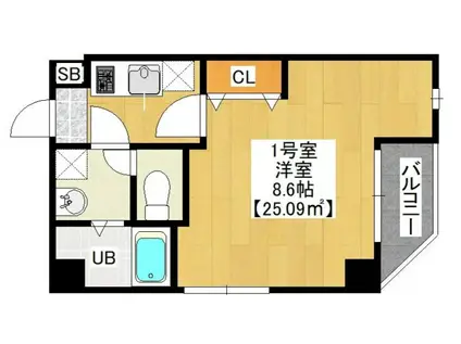 金太郎ヒルズ243松が谷(1K/5階)の間取り写真