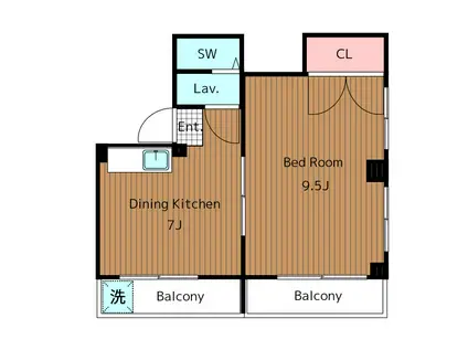 用賀1514(1DK/4階)の間取り写真