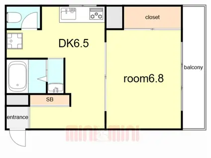 オータスビレッジ(1DK/2階)の間取り写真