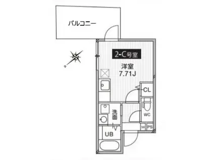 ラベルジェ渋谷神山町(ワンルーム/2階)の間取り写真