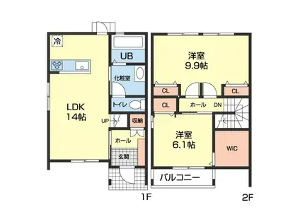 LA FERIO 下津駅前II(2LDK/1階)の間取り写真