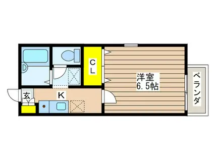 メインハイツ(1K/1階)の間取り写真