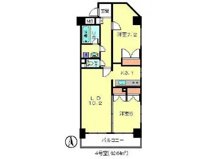 サンウッド8(2LDK/3階)の間取り写真
