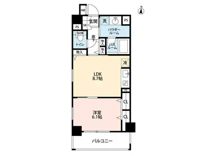 ミルーナヒルズDUE大宮(1LDK/2階)の間取り写真