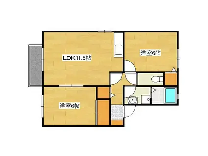 ヴィーブル(2LDK/1階)の間取り写真