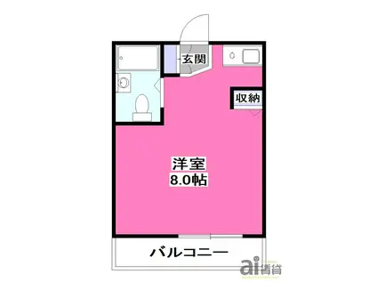 ドゥエルK(ワンルーム/2階)の間取り写真