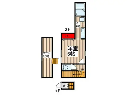 メゾン・ド・デパール(1K/2階)の間取り写真