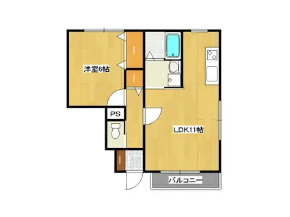 ヴィラパルフェIII(1LDK/1階)の間取り写真