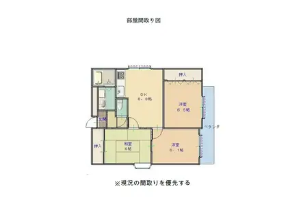 グランドハイムしひぐち(3DK/4階)の間取り写真