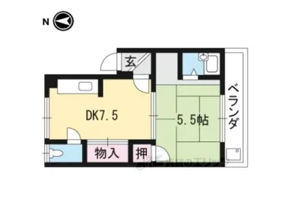 コーポサンミドロ(1DK/3階)の間取り写真