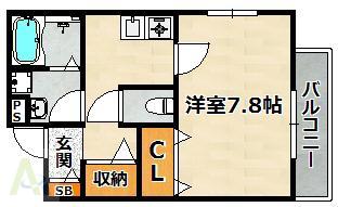 クレール上祇園(1K/1階)の間取り写真