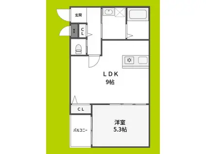 クレスト高安(1LDK/3階)の間取り写真