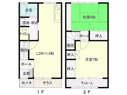 グリーンヒルズ川崎I(2LDK/1階)の間取り写真