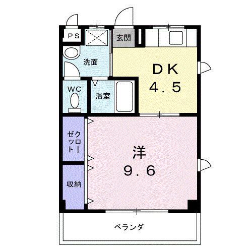 リードハイツ(1DK/4階)の間取り写真
