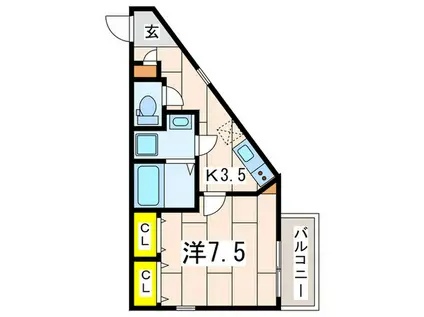 LES AILES VII (1K/3階)の間取り写真