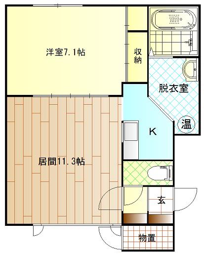 リュバーブ 神居(1LDK/1階)の間取り写真