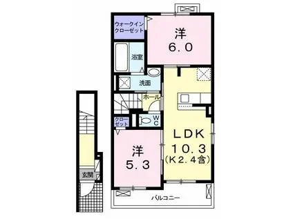 グリーン クレール(2LDK/2階)の間取り写真