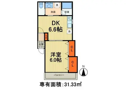 FLOEWR HEIGHTS LAN(1DK/1階)の間取り写真