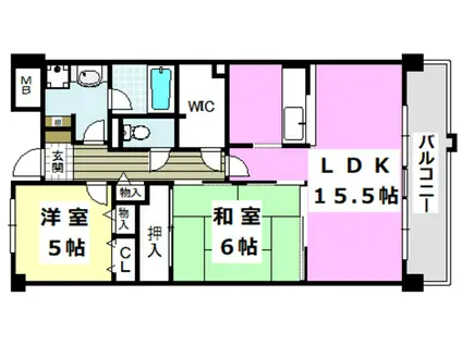 ノールリヴィエール(2LDK/1階)の間取り写真