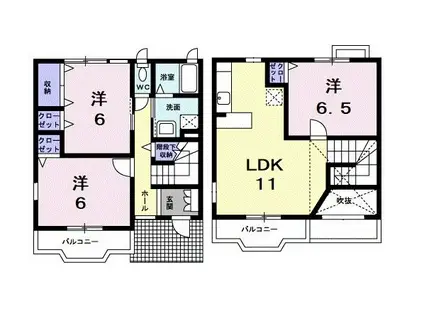 レジデンスすずらんC(3LDK/1階)の間取り写真