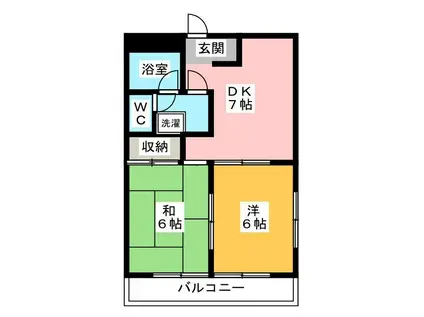 ハイツ山岸(2DK/1階)の間取り写真