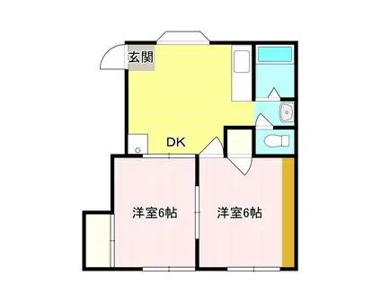 クローバーハウス(2DK/1階)の間取り写真