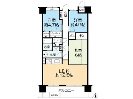 阪急西宮マンション(3LDK/4階)の間取り写真