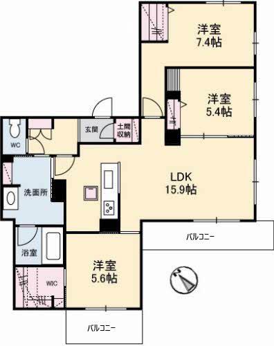 トゥモローランド(3LDK/1階)の間取り写真