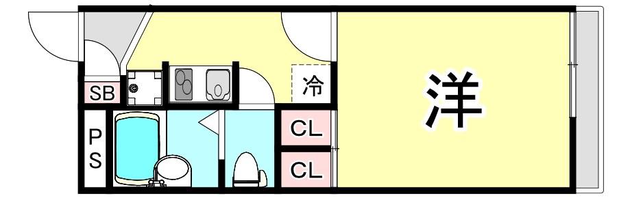 レオパレスシェ モアII(1K/1階)の間取り写真