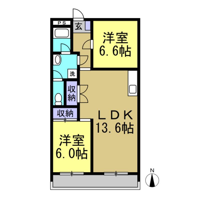清城コーポラス(2LDK/1階)の間取り写真