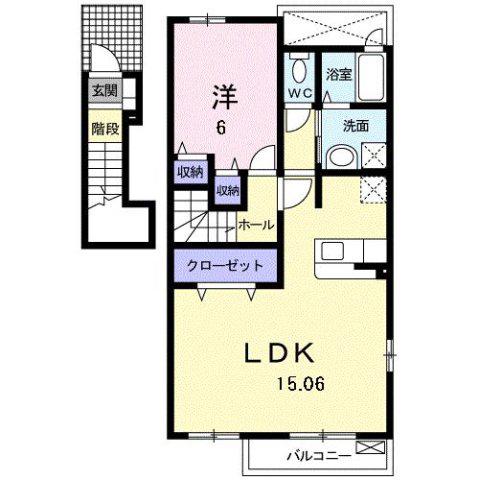 ISY48I(1LDK/2階)の間取り写真