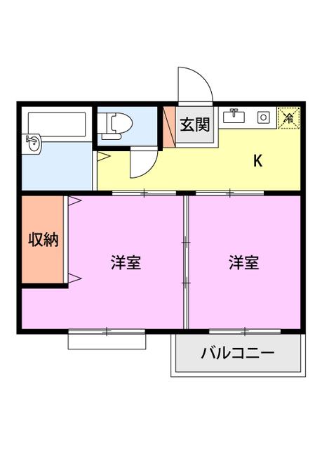 ムックハウス(2K/2階)の間取り写真