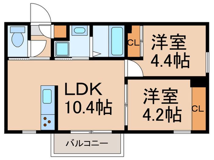 GREEN TERRACE代沢(2LDK/2階)の間取り写真