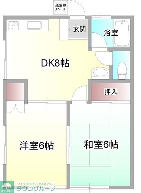 サンハイム椿(2DK/1階)の間取り写真