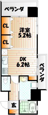 ミーナ原町(1DK/5階)の間取り写真