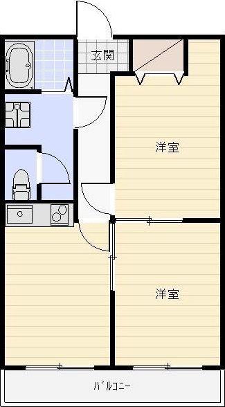 パルージュ(2DK/2階)の間取り写真