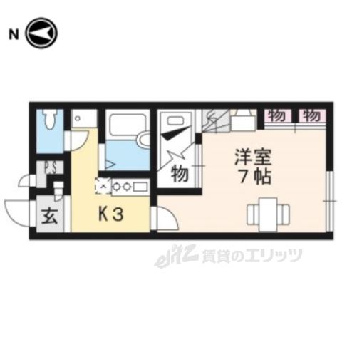 レオパレスアルモニ2番館(1K/1階)の間取り写真